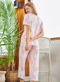 Alli Cropped Pant Pajama Set - Coral Cove Mint