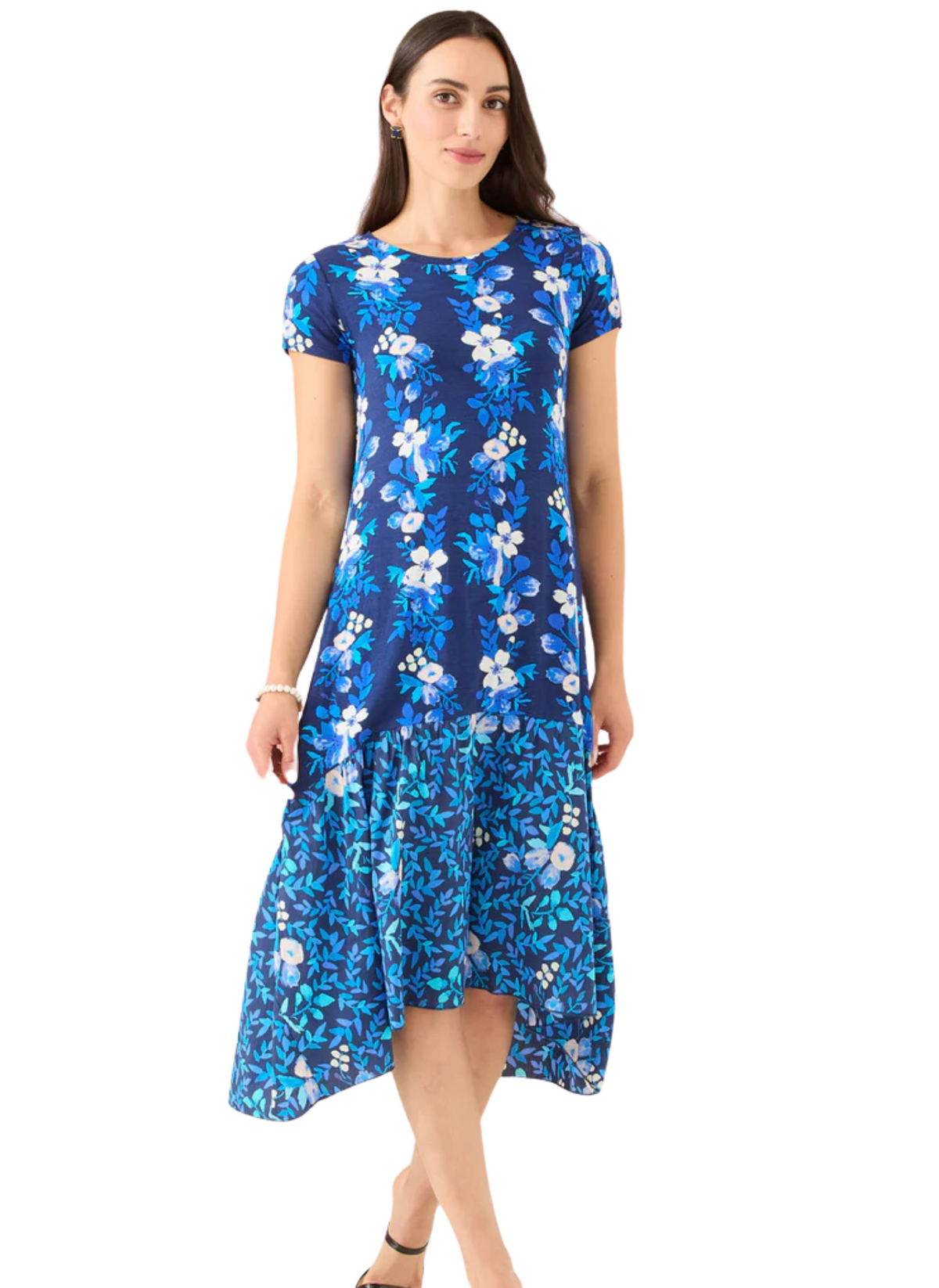 Alisa Dress - Navy Augusta Garden Stripe