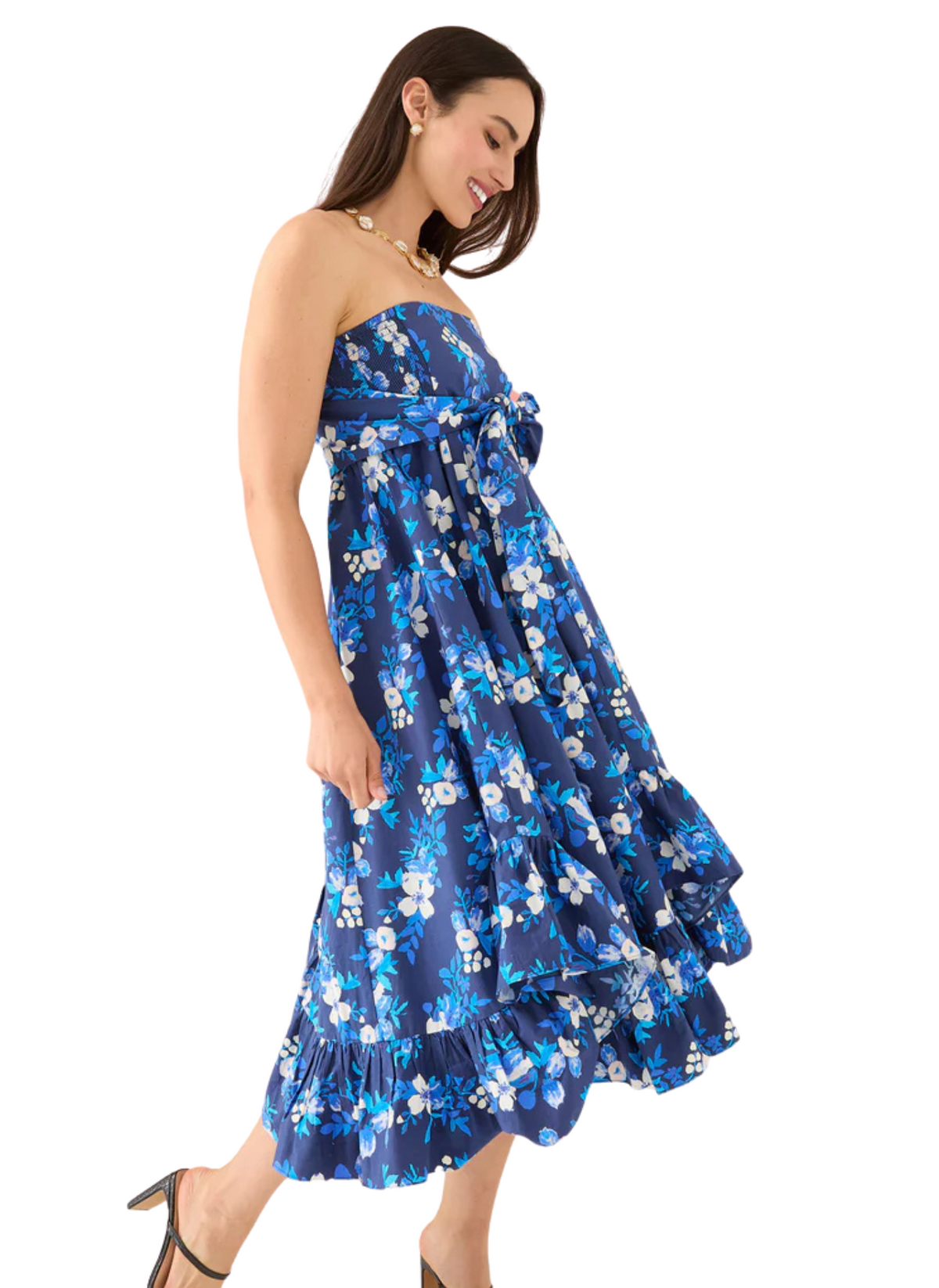 Dalia Skirt Dress - Navy Augusta Garden Stripe