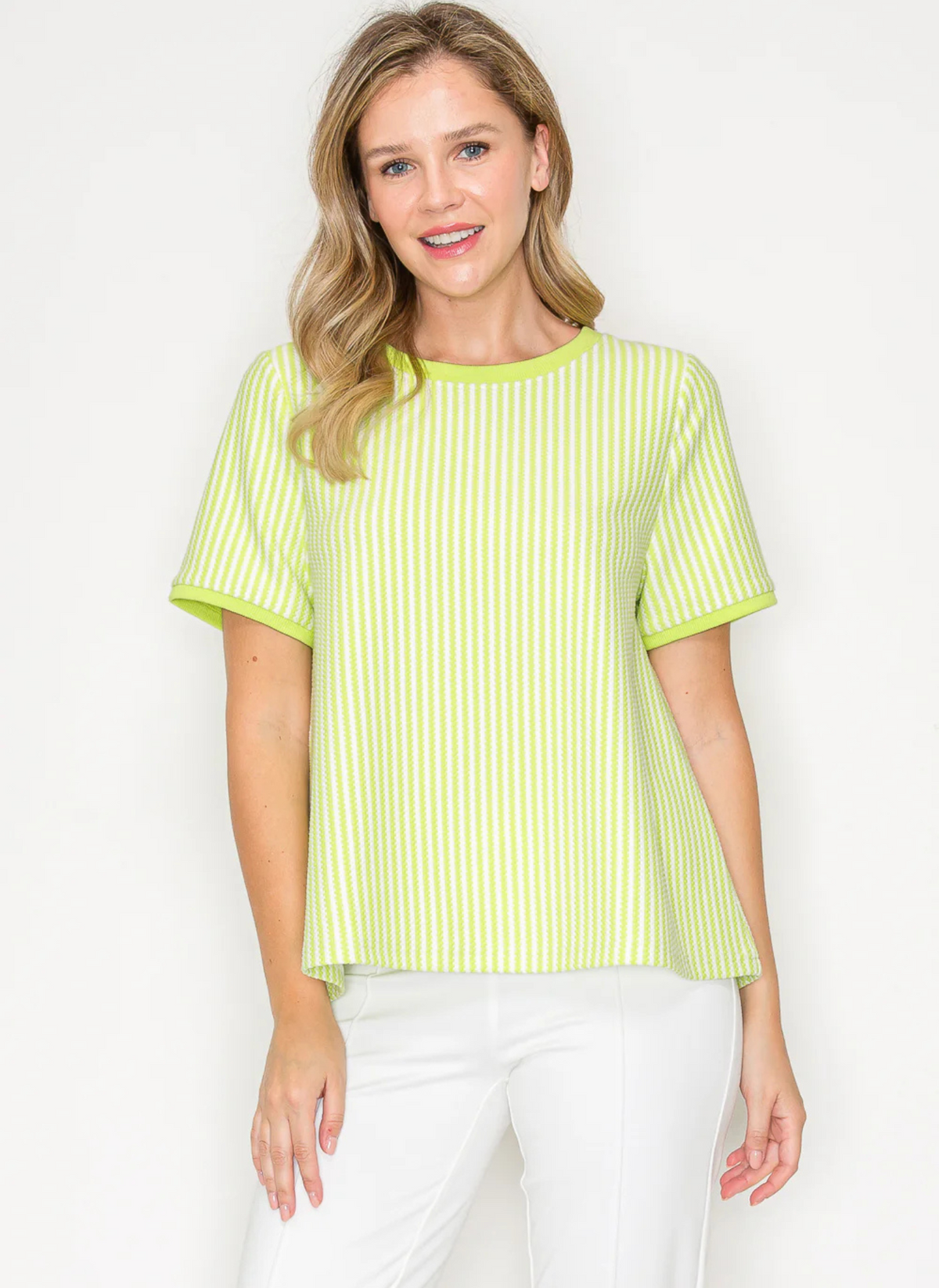 Karissa Knit Stripe Top - Lime