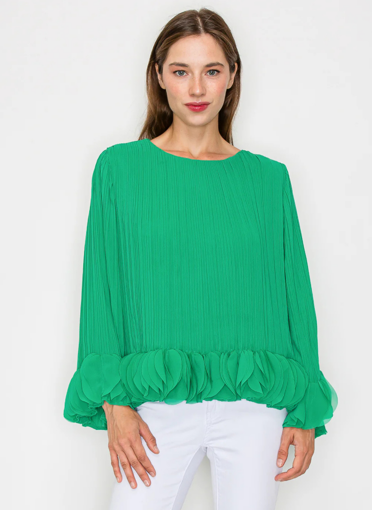 Joanna Pleated Circle Trim Top