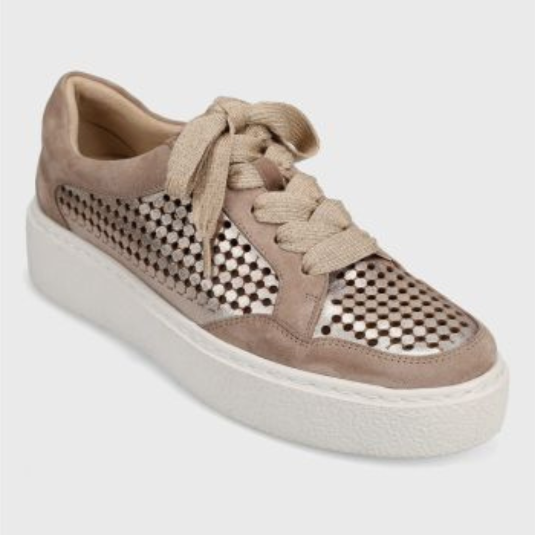 Yago Perforated Leather Sneaker - Shell Mercury