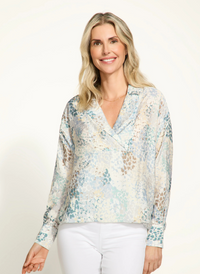Spectral Long Sleeve Popover Blouse - Neutral