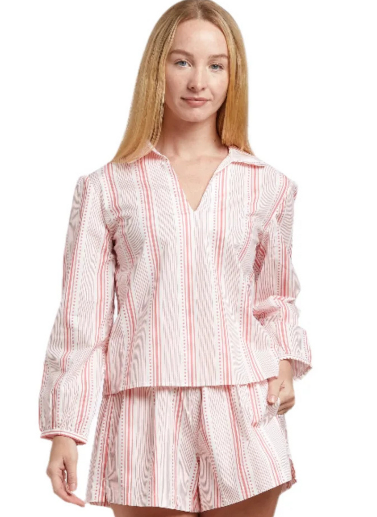 Hailey Top - Pink Stripe + Dot