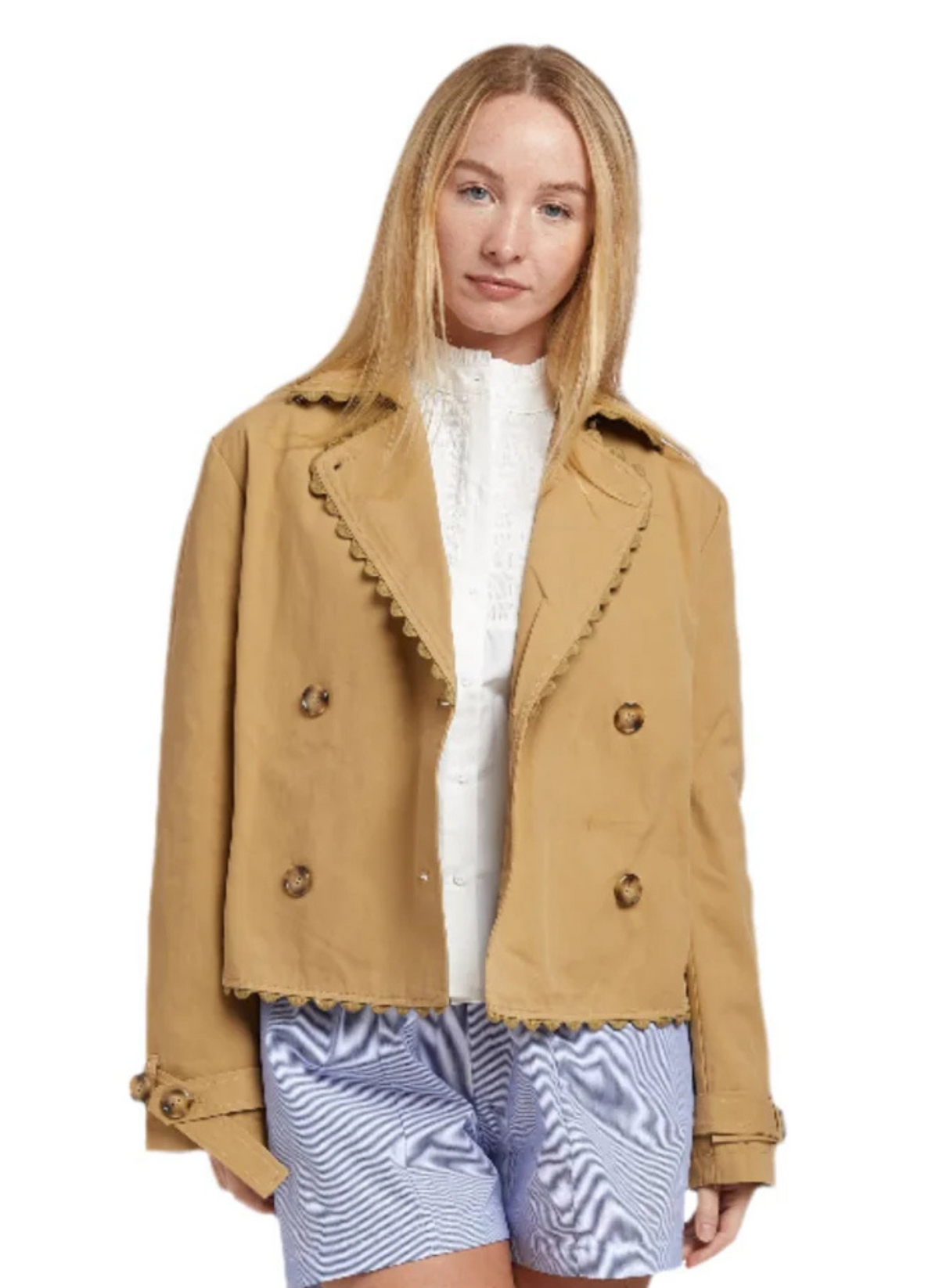 Hannah Cropped Trench Jacket - Brown