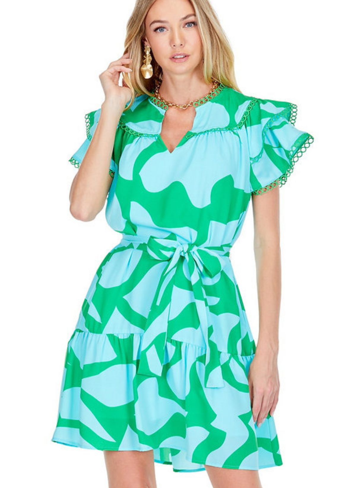 Aqua Loop Trim Dress