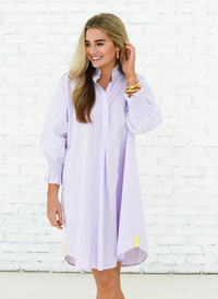 Kimberly Dress - Contrast Lavender Gingham