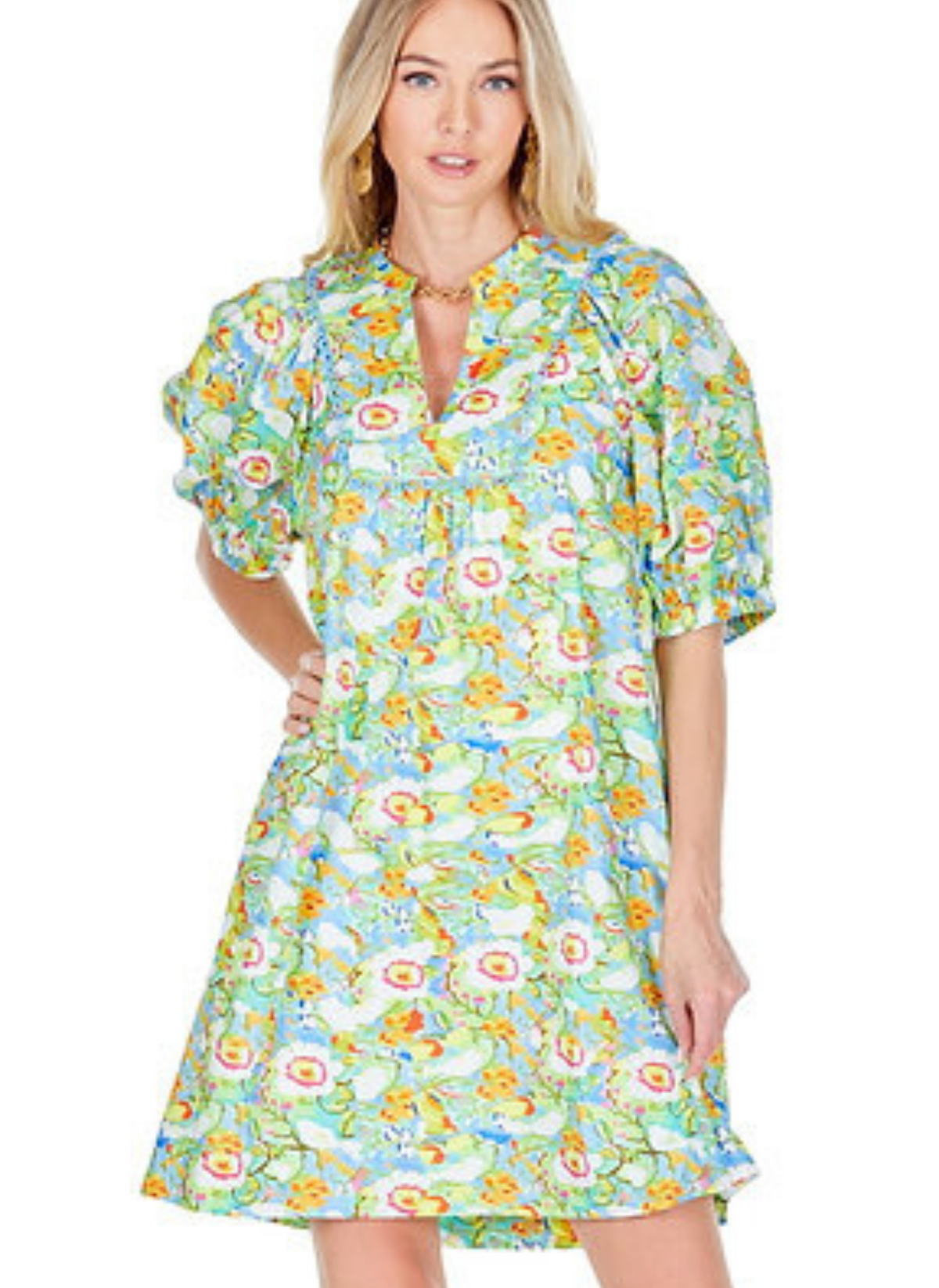 Loop Trim Front Yoke Dress