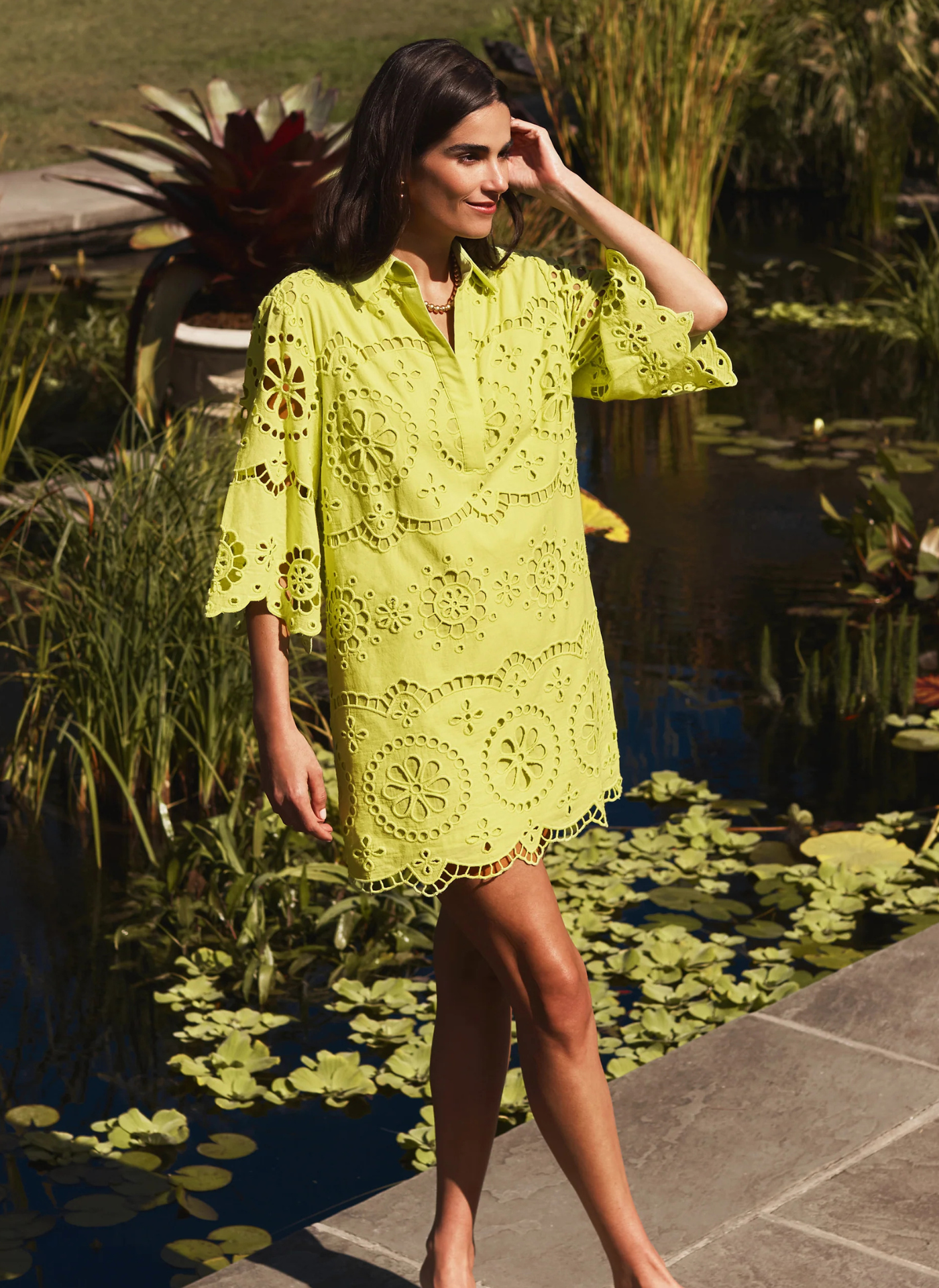 Penny Eyelet Tunic Dress - Wild Lime – Just the Thing