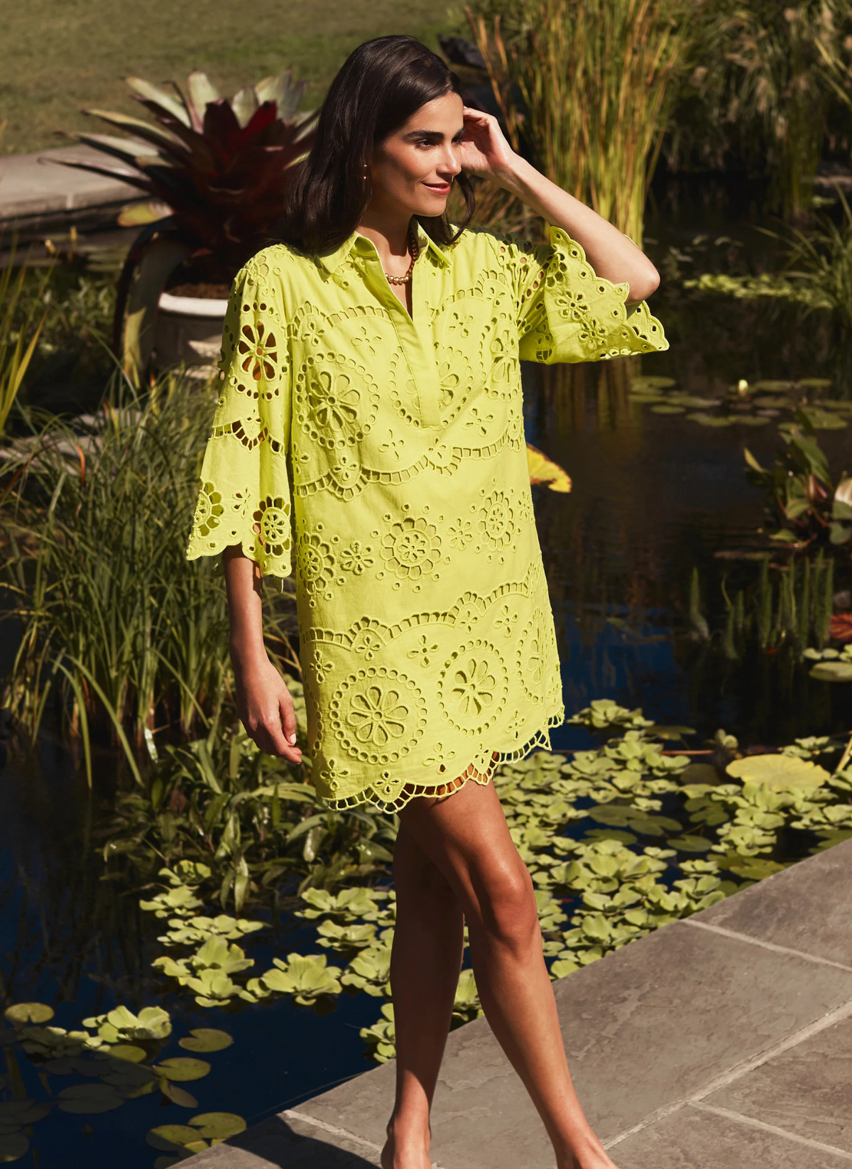 Penny Eyelet Tunic Dress - Wild Lime