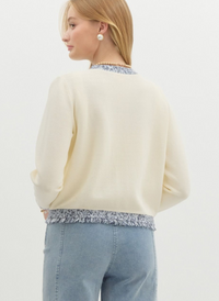 Mini Fringe Detail Gold Button Cardigan