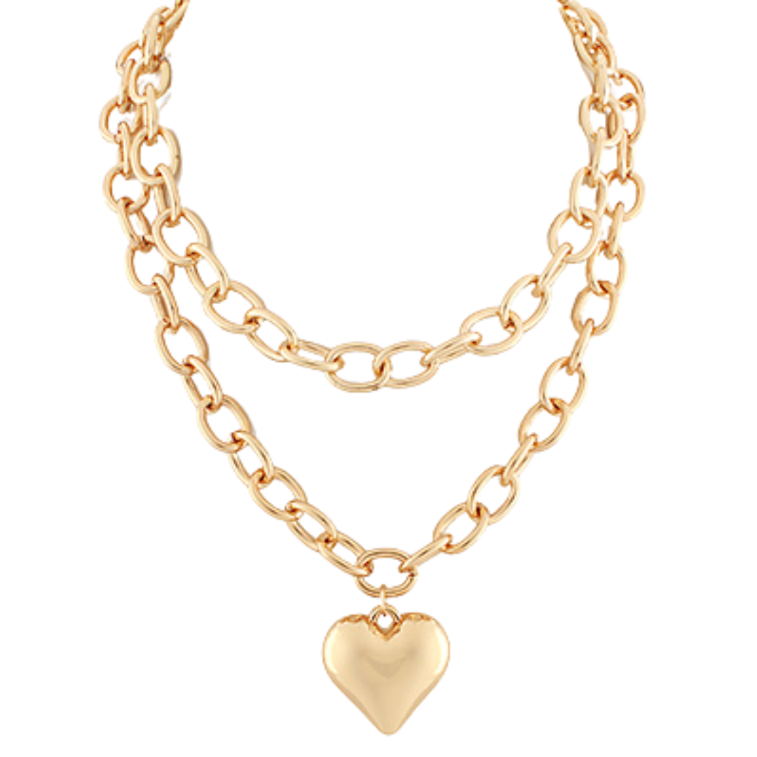 Double Layer Heart Pendant Necklace