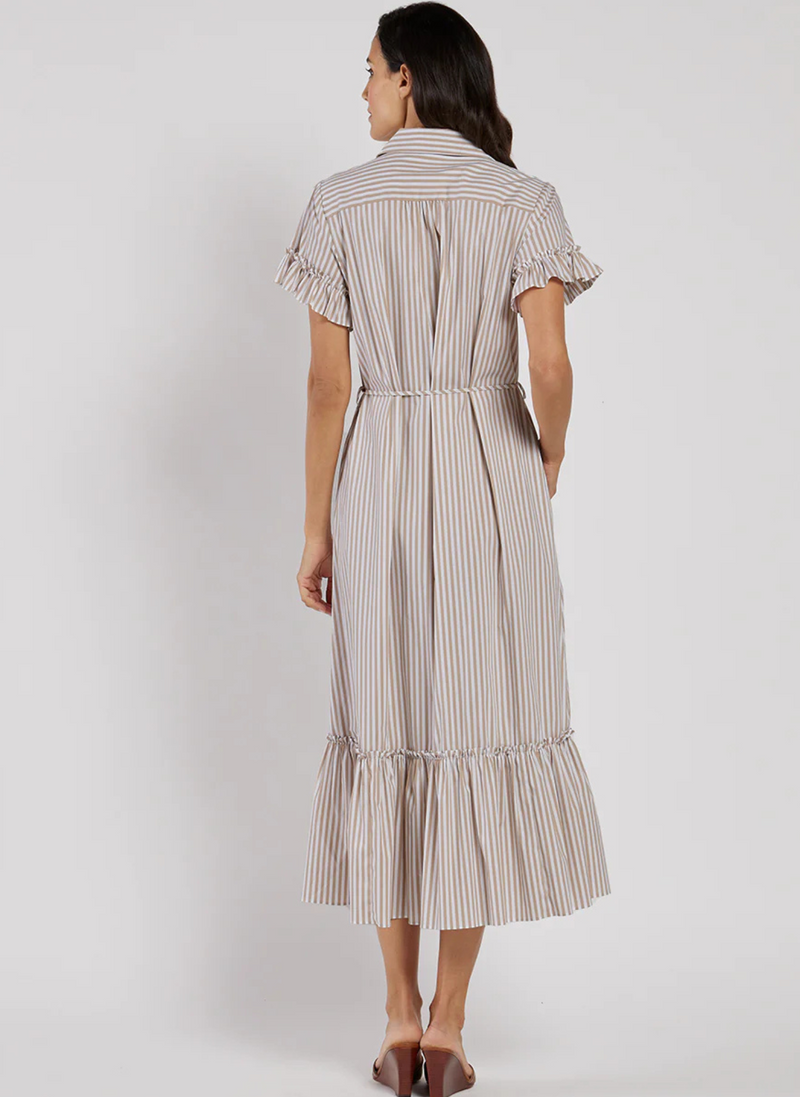 Pippa Stripe Midi Dress- Sand
