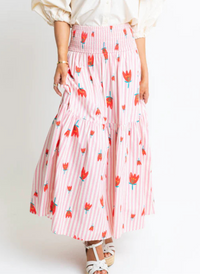 Stripe Poppy Smocked Maxi Skirt