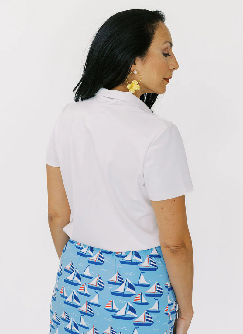 Leah Collared Top - Solid White