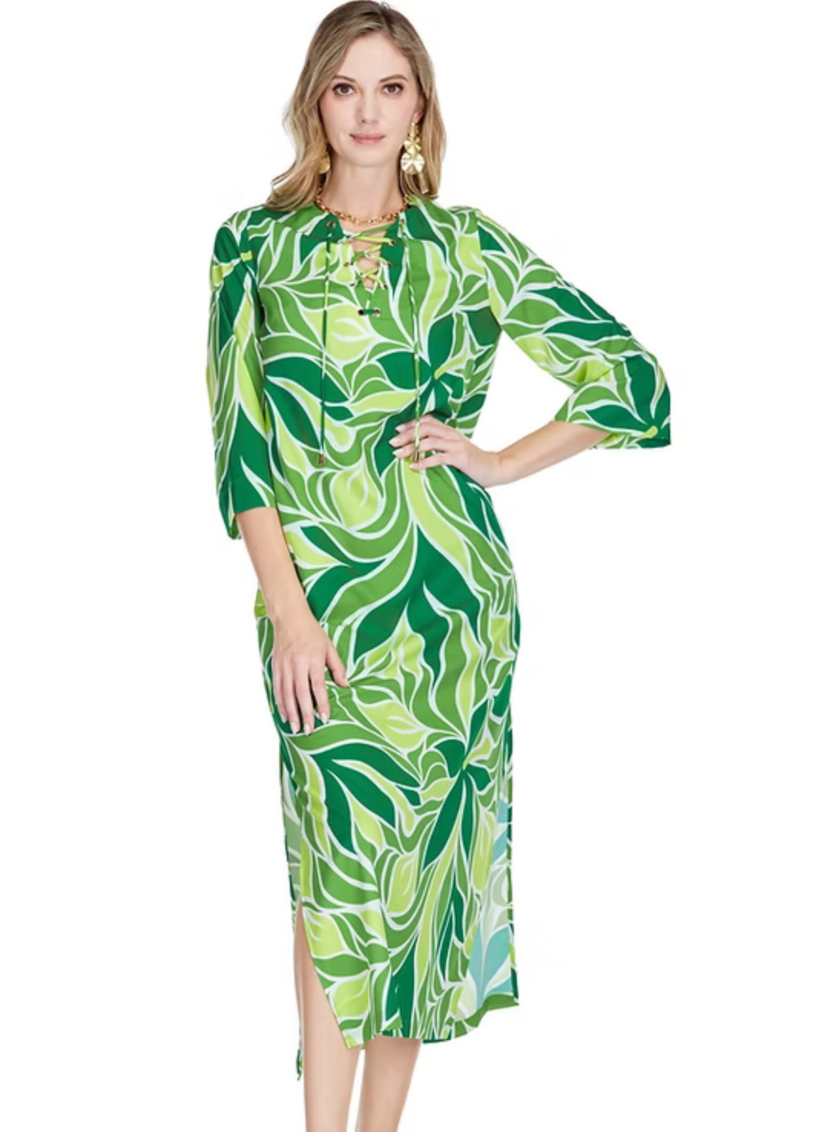 Lace Up Front Maxi Dress