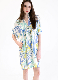 High Neck Dress- Aquamarine Watercolor