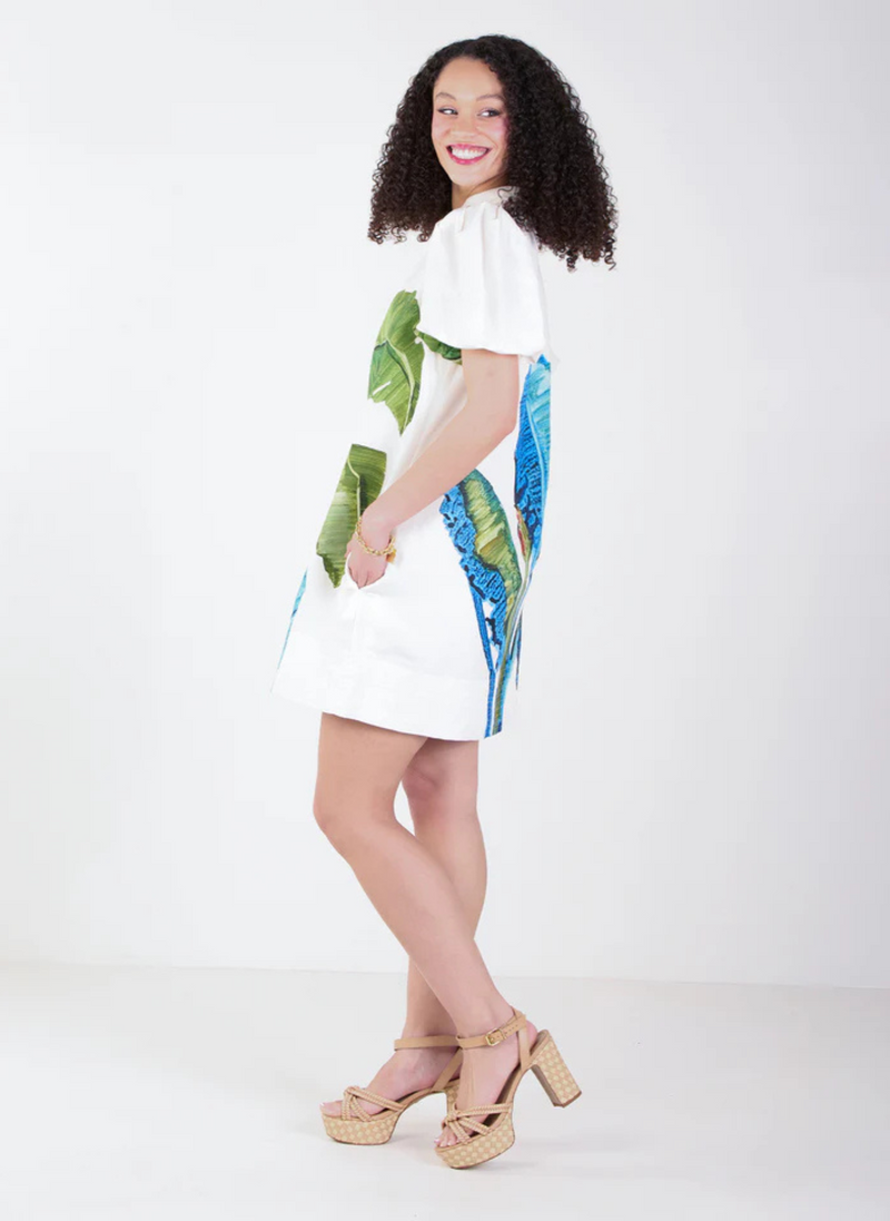 Hampton Mini Dress- Bellamy Leaves