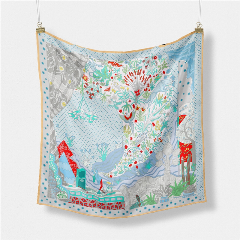 Seaside Printed Silk Scarf