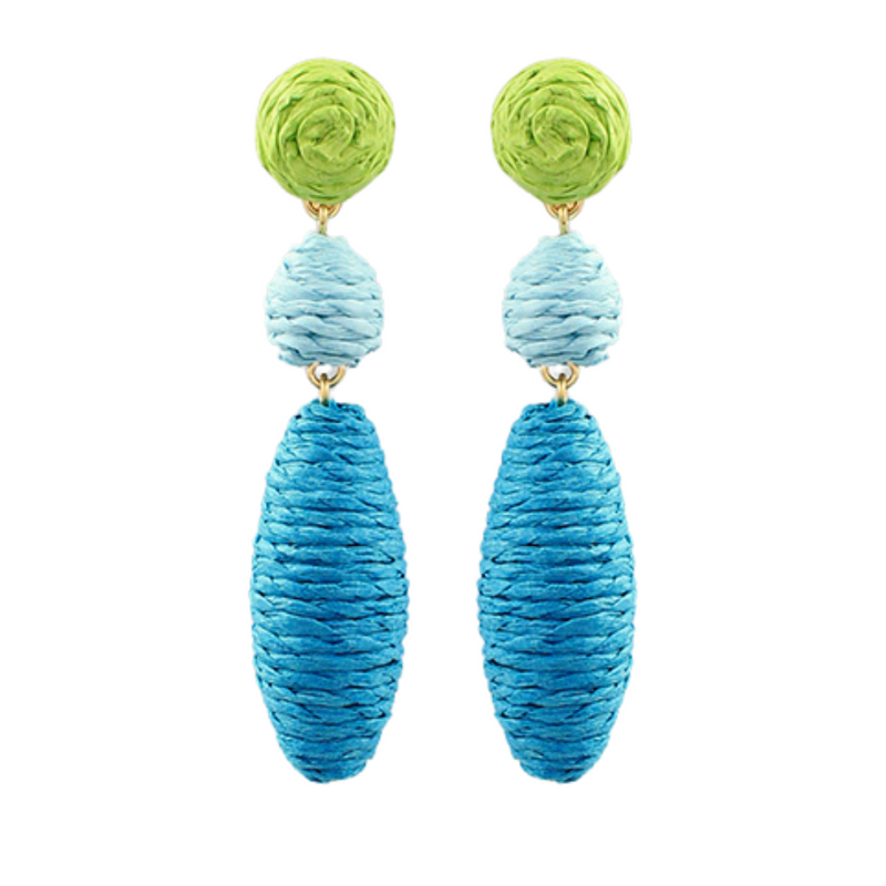 Color Block Raffia Earrings