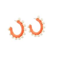 Talia Raffia + Pearl Hoop Earrings