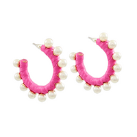 Talia Raffia + Pearl Hoop Earrings