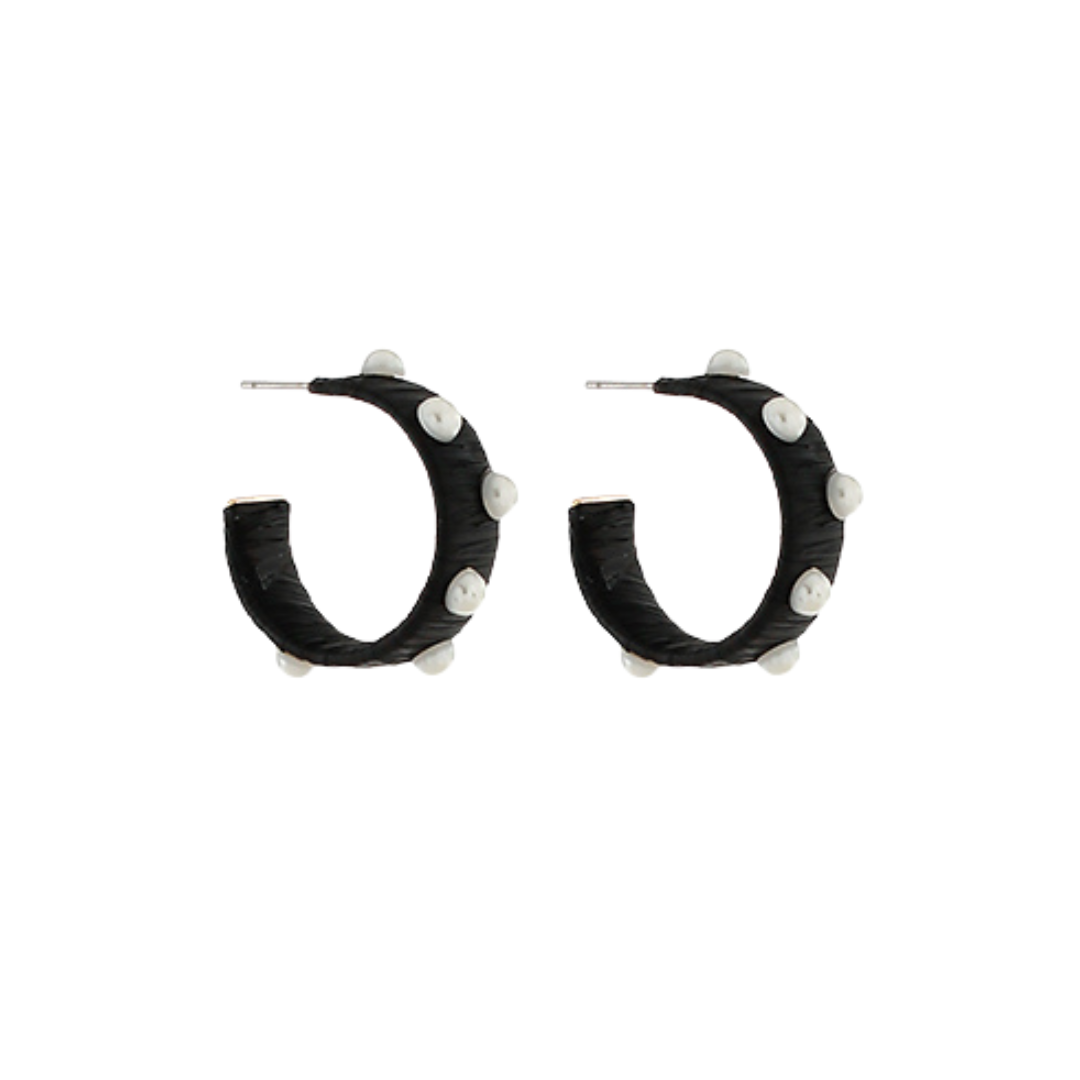 Tessa Woven Pearl Hoop Earrings