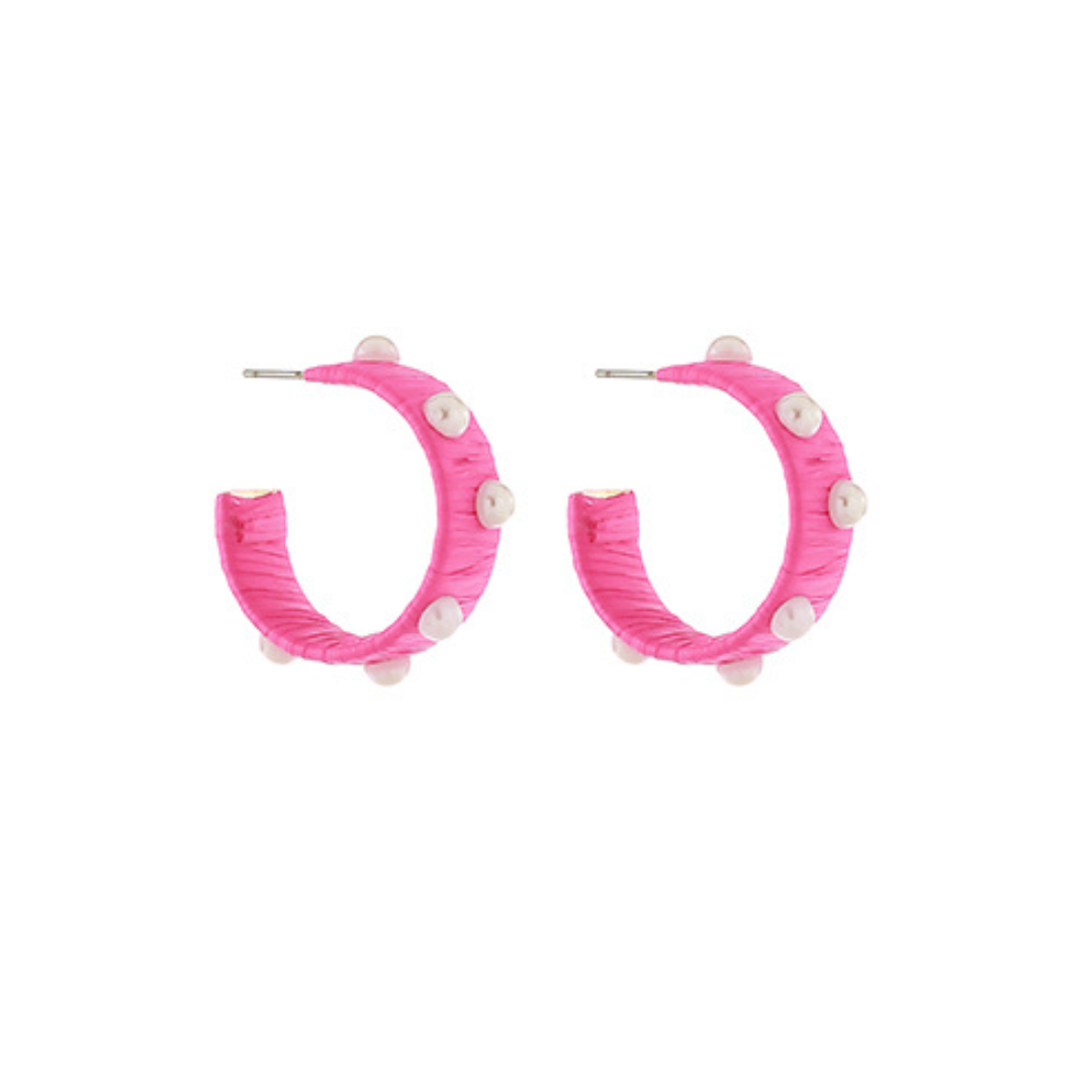 Tessa Woven Pearl Hoop Earrings