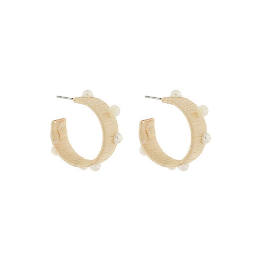 Tessa Woven Pearl Hoop Earrings