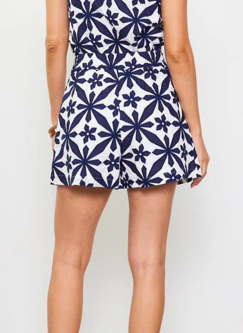 Emmie Embroidered Shorts- Navy