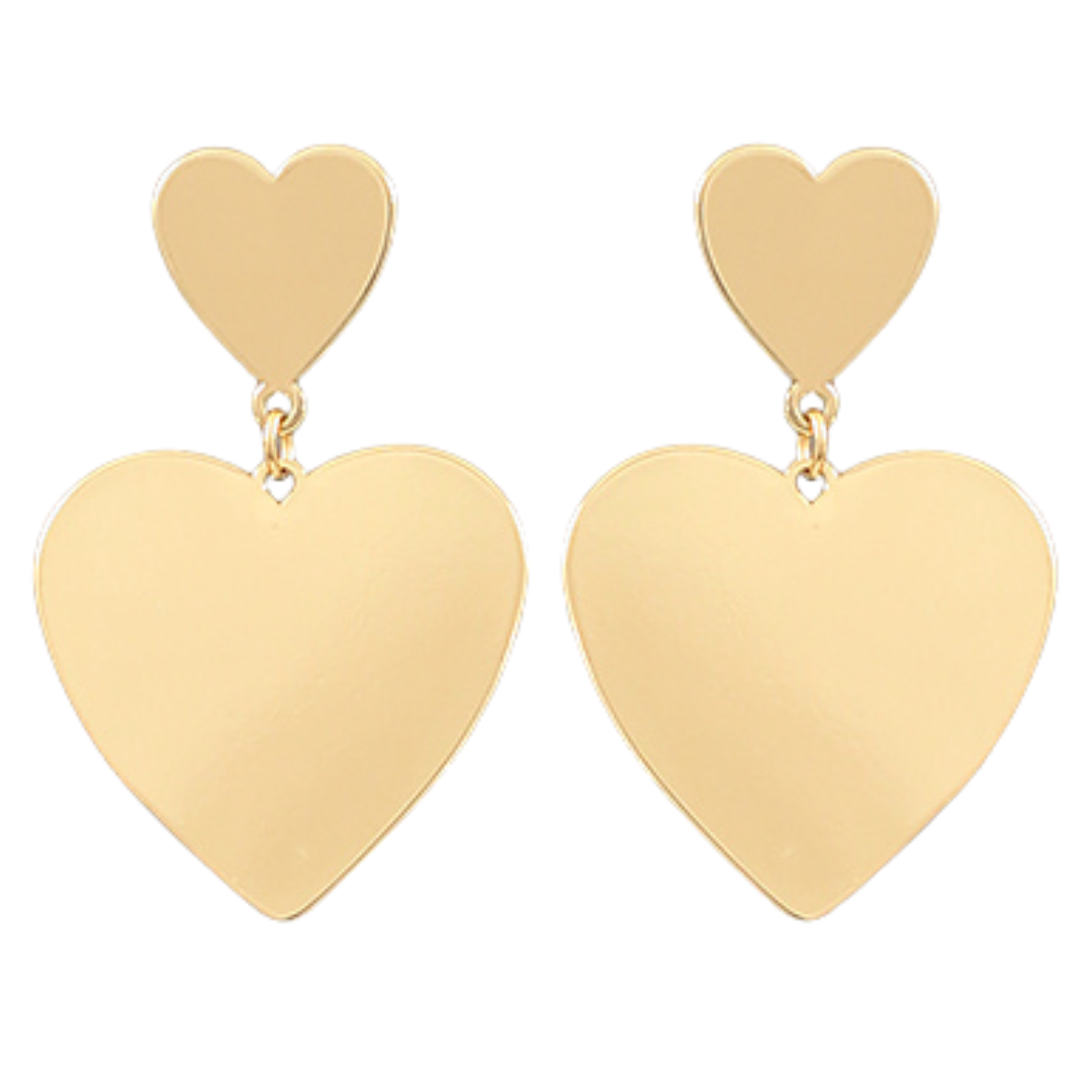 Double Heart Drop Earrings