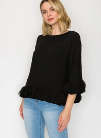 Joanna Pleated Circle Trim Top