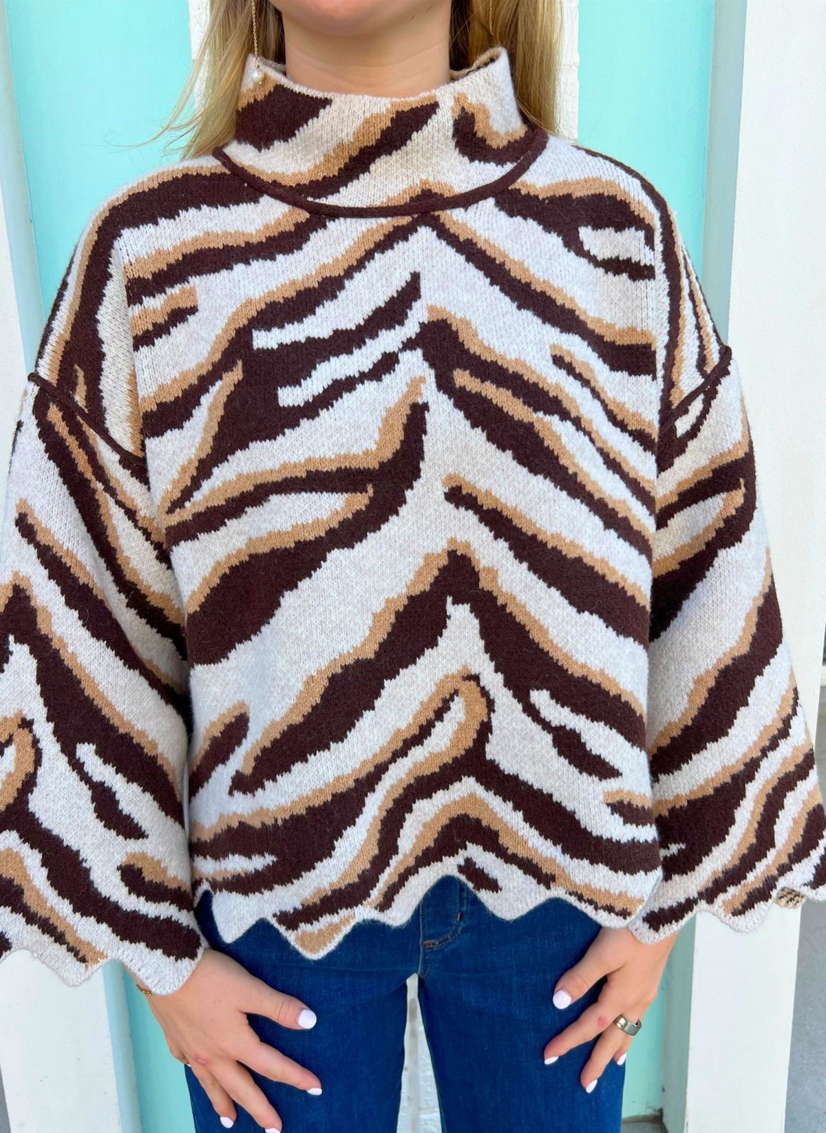 Ansley Animal Mock Neck Sweater