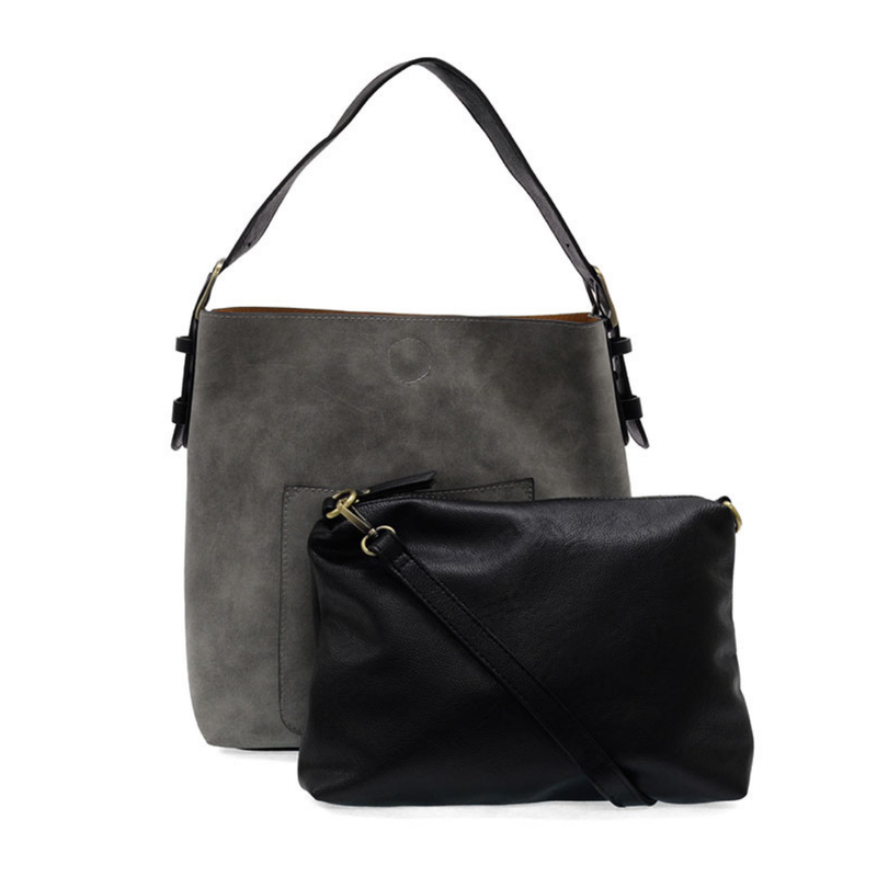 Suede Hobo Handbag with Black Strap