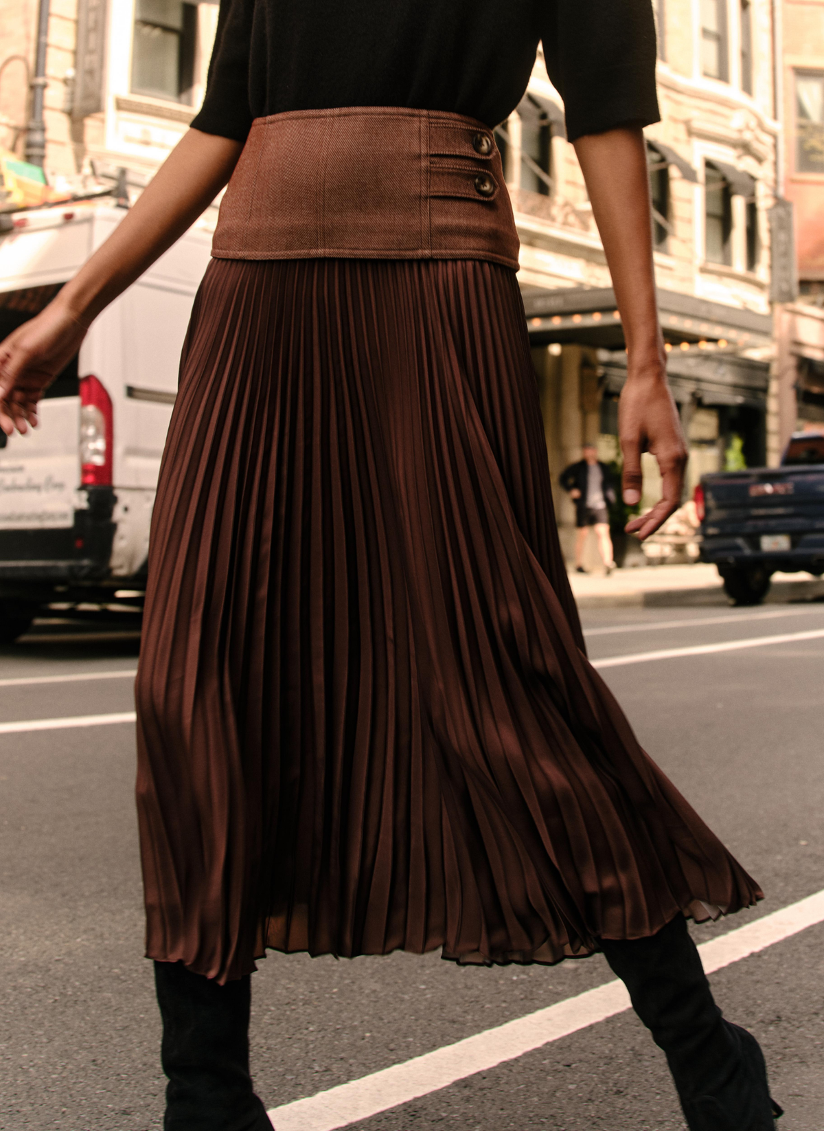 Estelle Pleated Skirt - Mocha