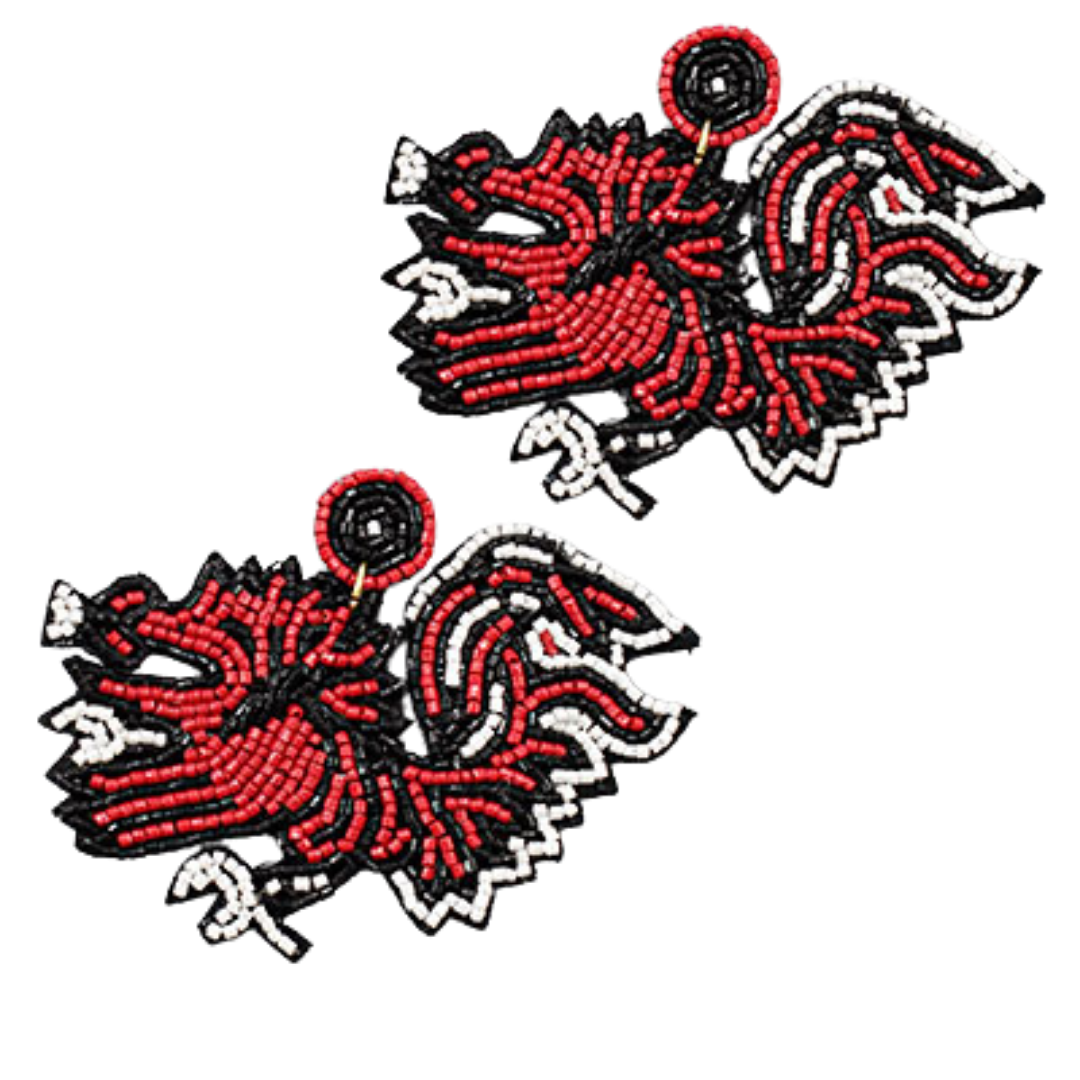 Beaded Gamecock Earrings