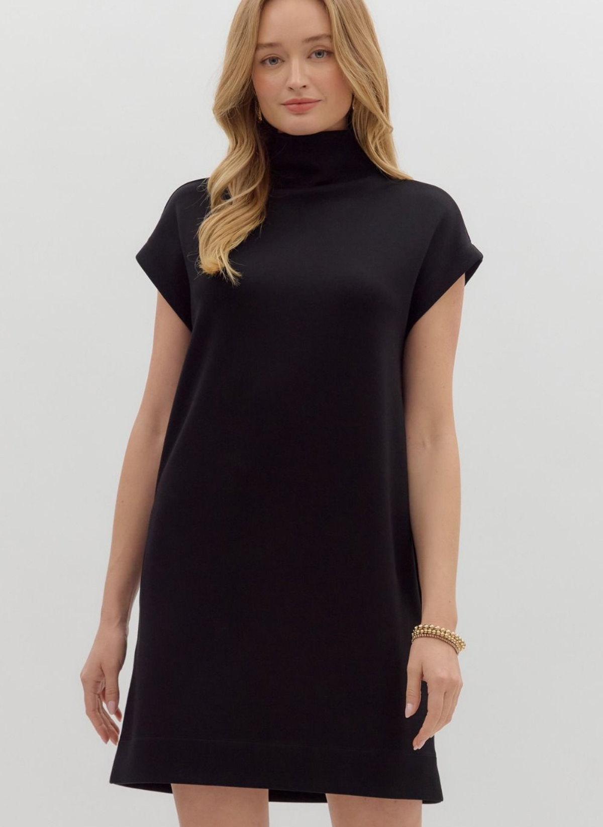 Mock Neck Sporty Shift Dress