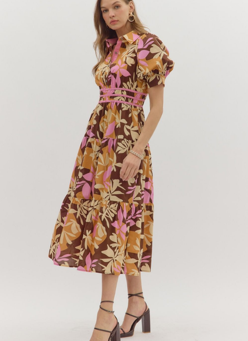 Triple Cinch Waist Midi Dress