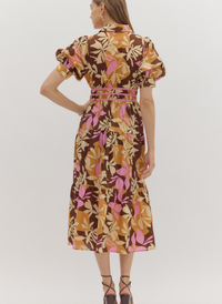 Triple Cinch Waist Midi Dress