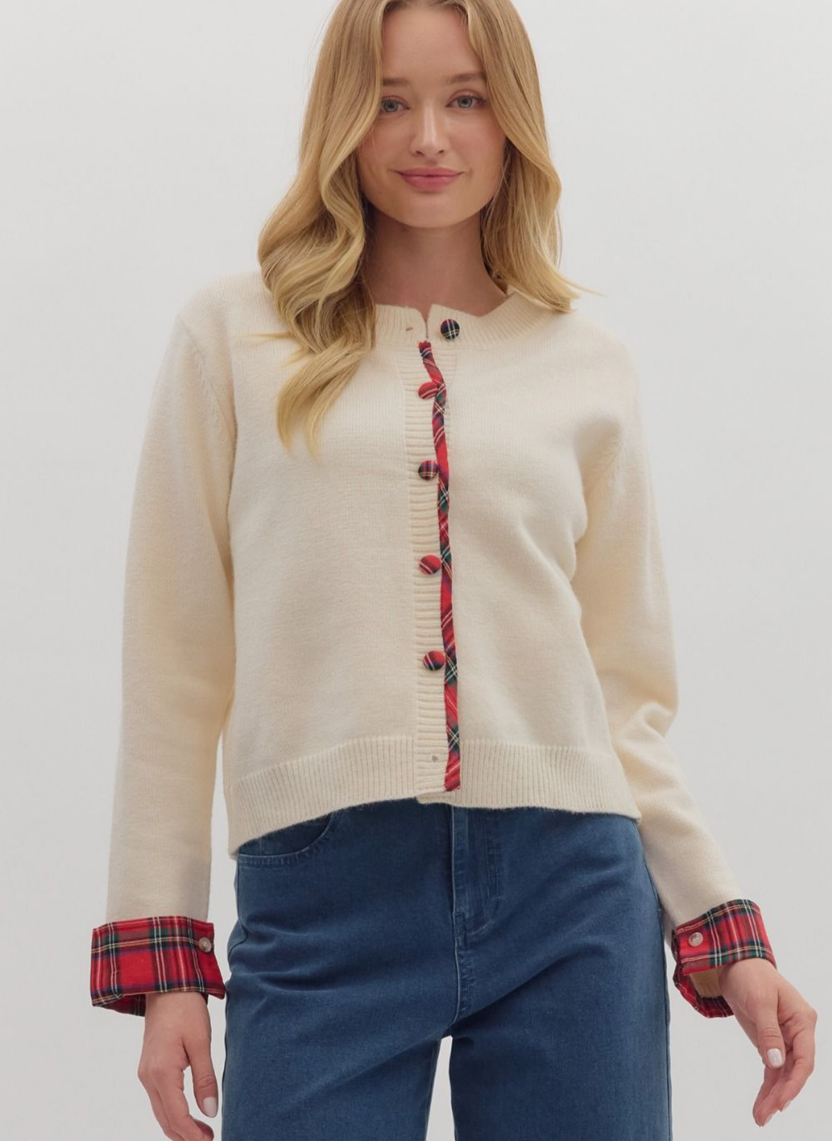 Tartan Cuff Cardigan