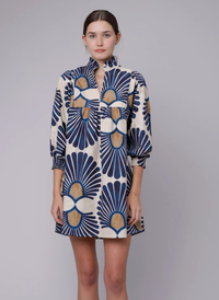 Jasper Dress- Indigo Frond