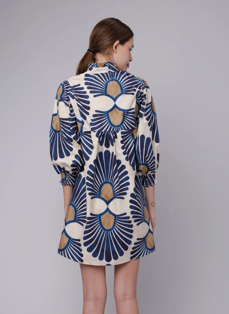 Jasper Dress- Indigo Frond