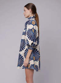Jasper Dress- Indigo Frond