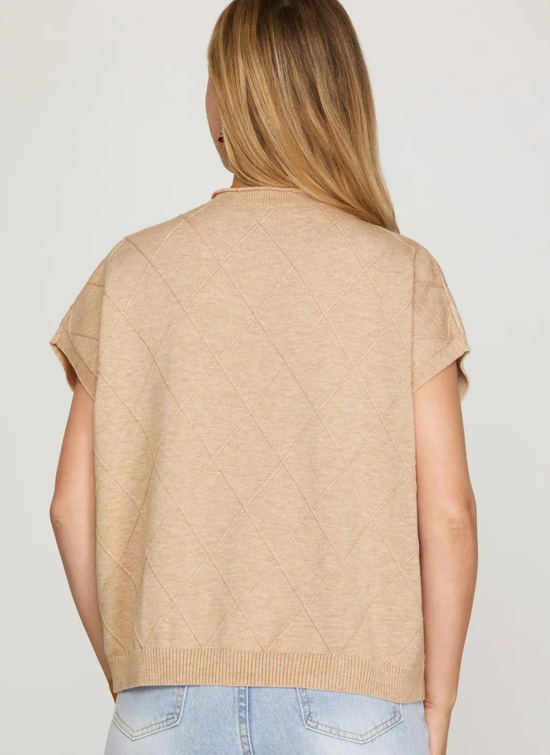 Diamond Weave Mock Neck Sweater