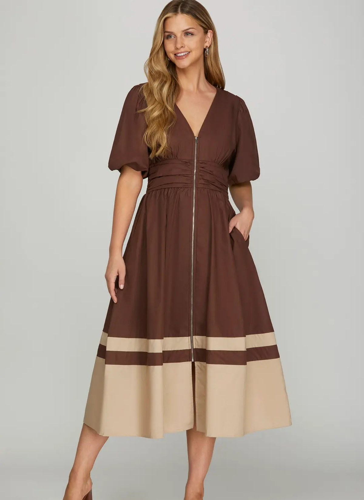 Border Stripe Zip Dress