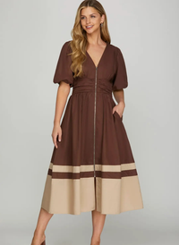 Border Stripe Zip Dress