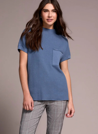 Mock Neck Cap Sleeve Sweater