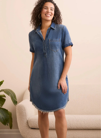 Raw Hem Denim Shirt Dress