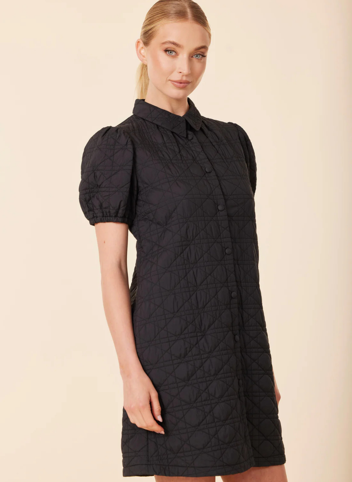 Nylon Quilted Shirt Dress