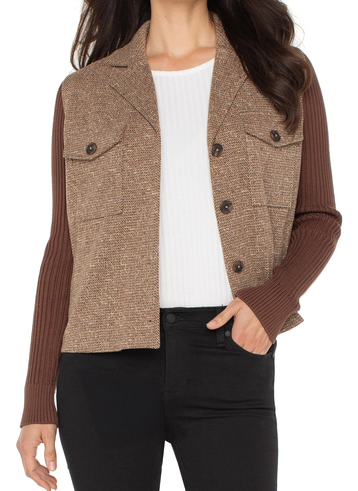 Shacket with Sweater Sleeves